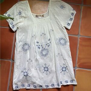 American Vintage White Tunic Top Size Large 100% Cotton Blouse Vintage